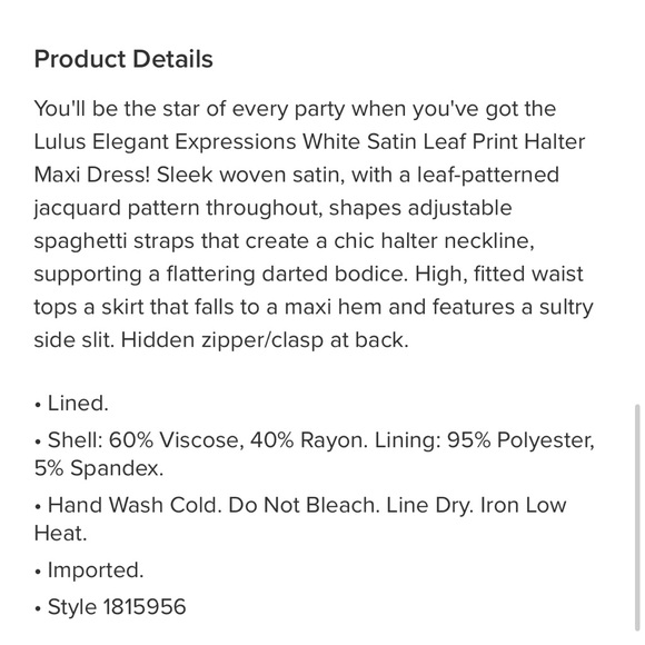 Lulu’s White Satin Leaf Print Dress - Picture 6 of 8